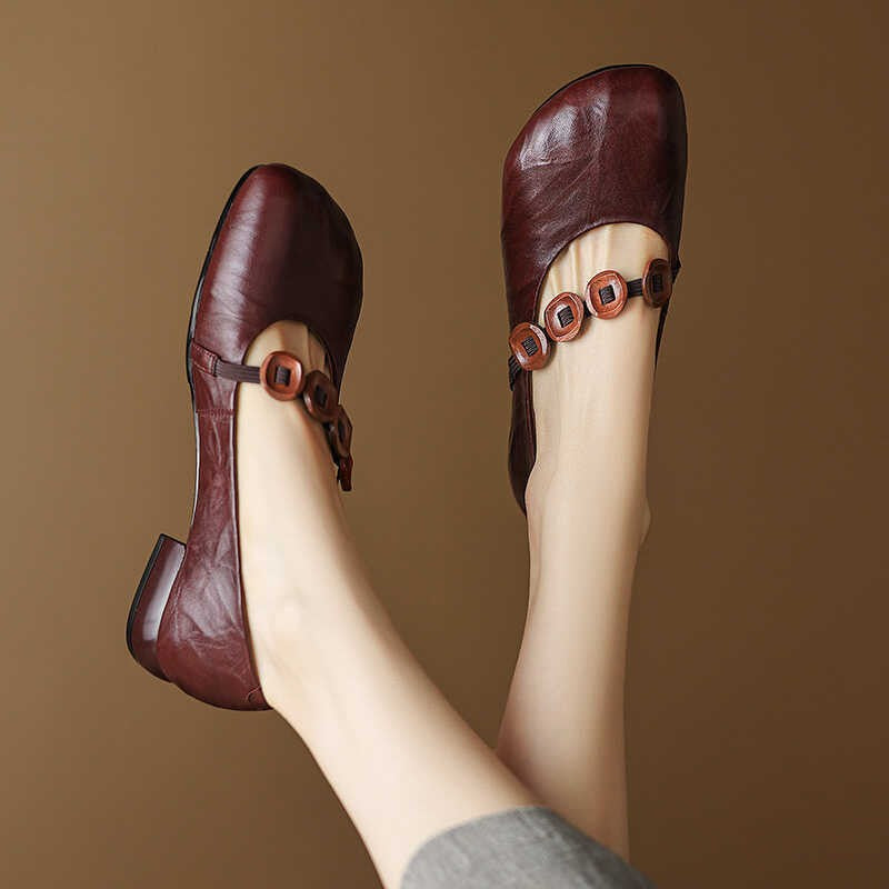 Elara Genuine Leather Flats