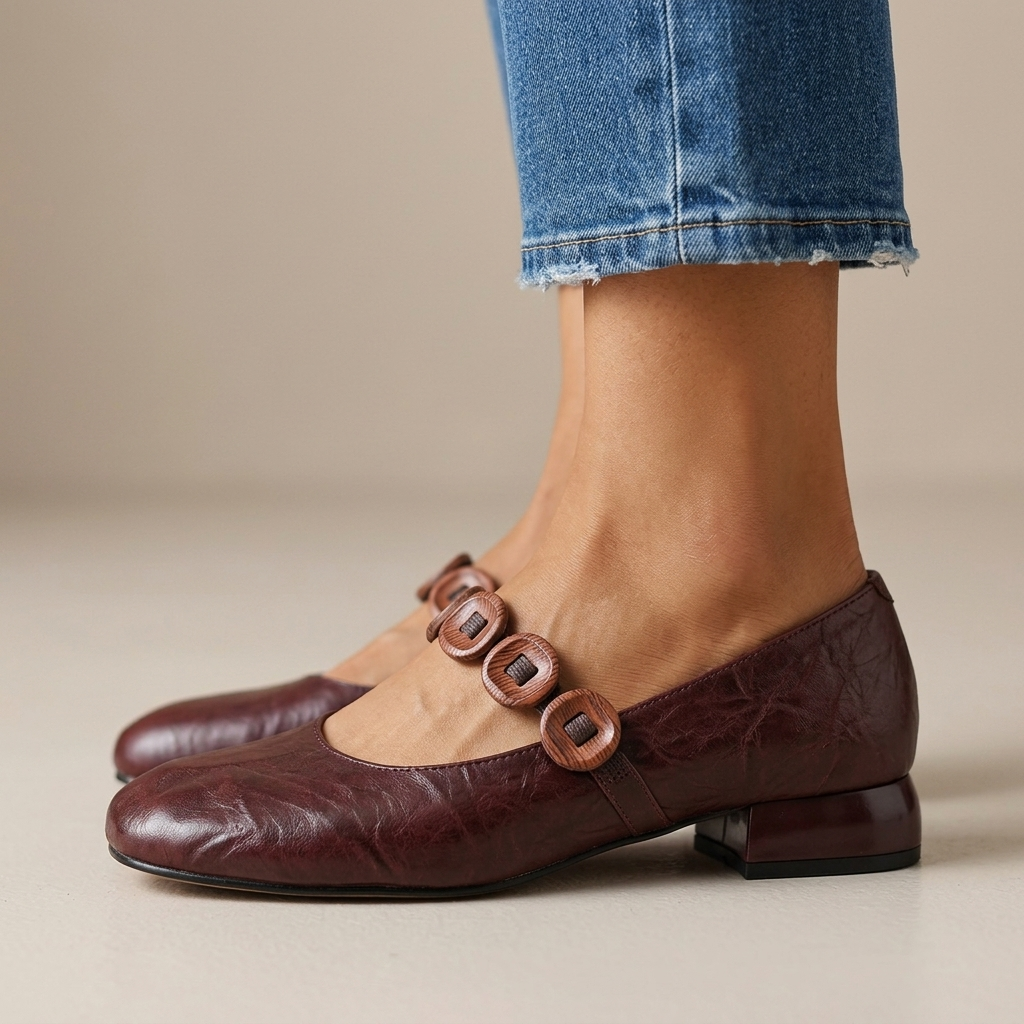 Elara Genuine Leather Flats