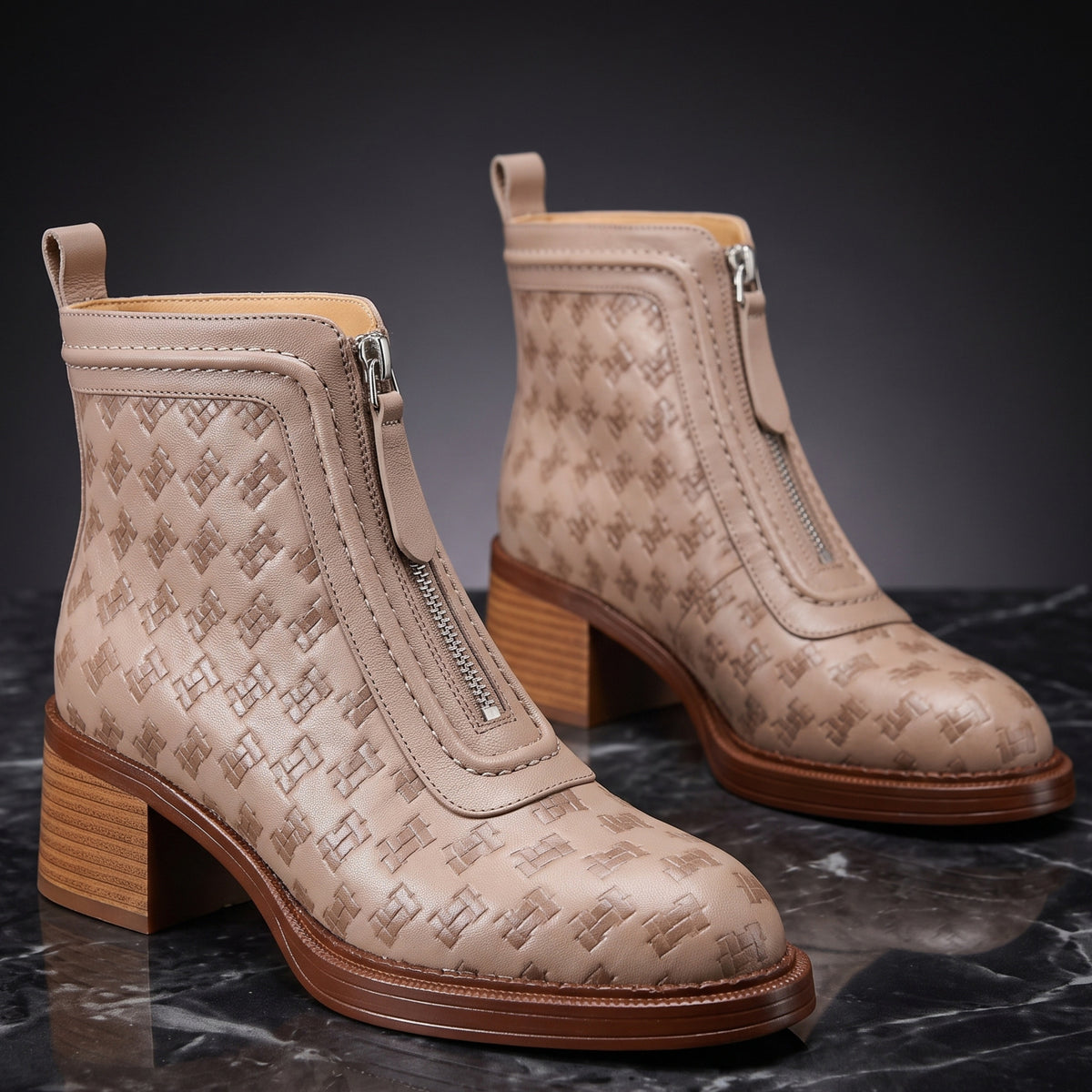 Adeline Woven Leather Boots