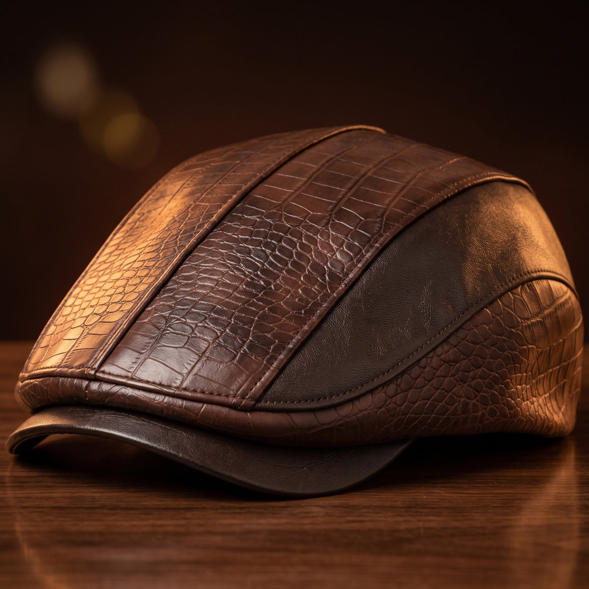 Bryan Croc-Embossed Leather Cap