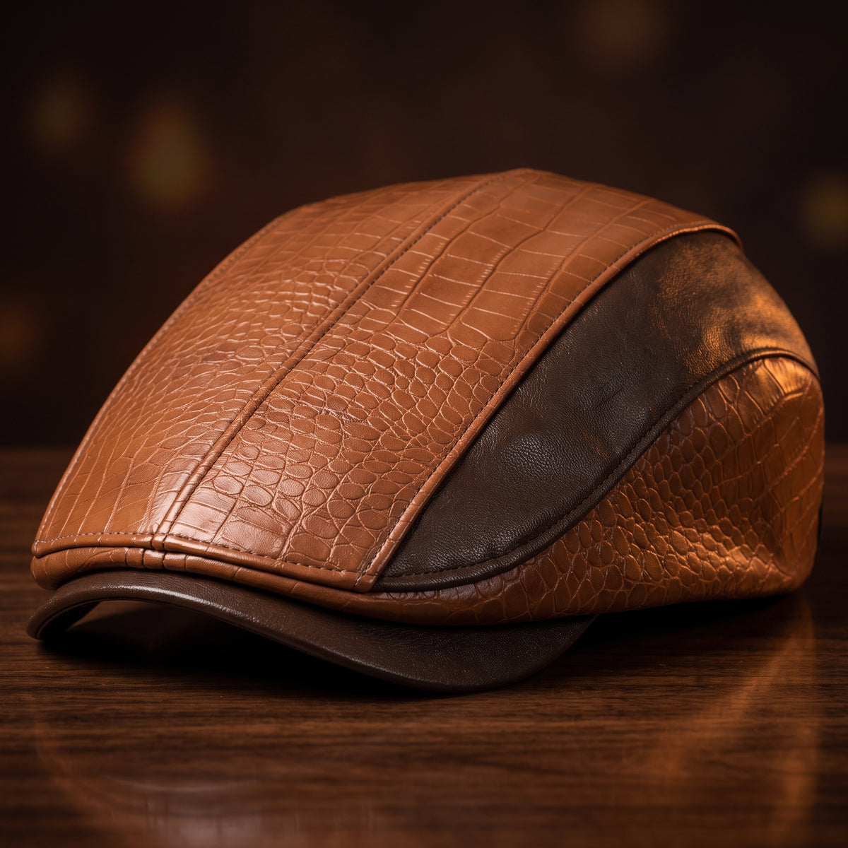 Bryan Croc-Embossed Leather Cap