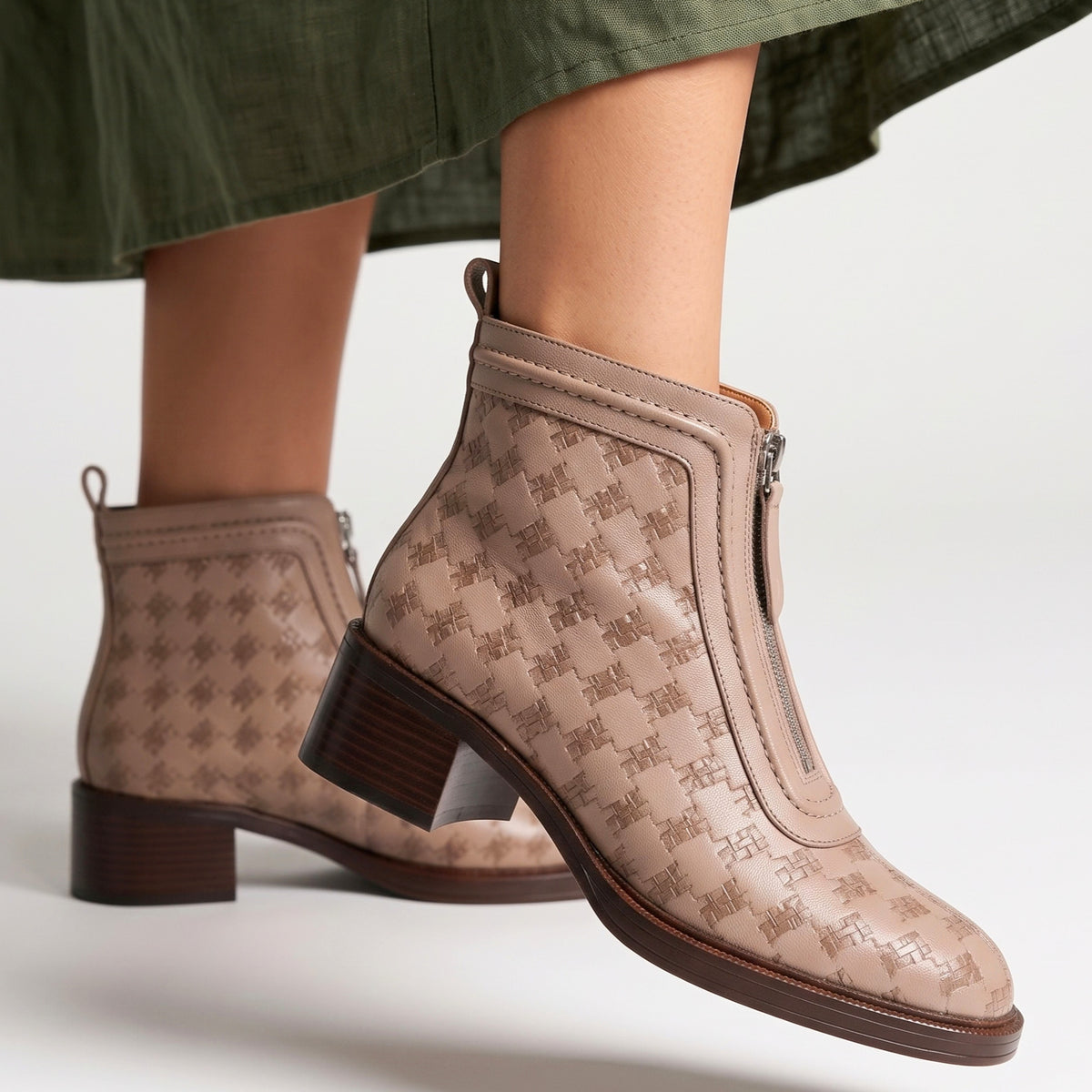 Adeline Woven Leather Boots