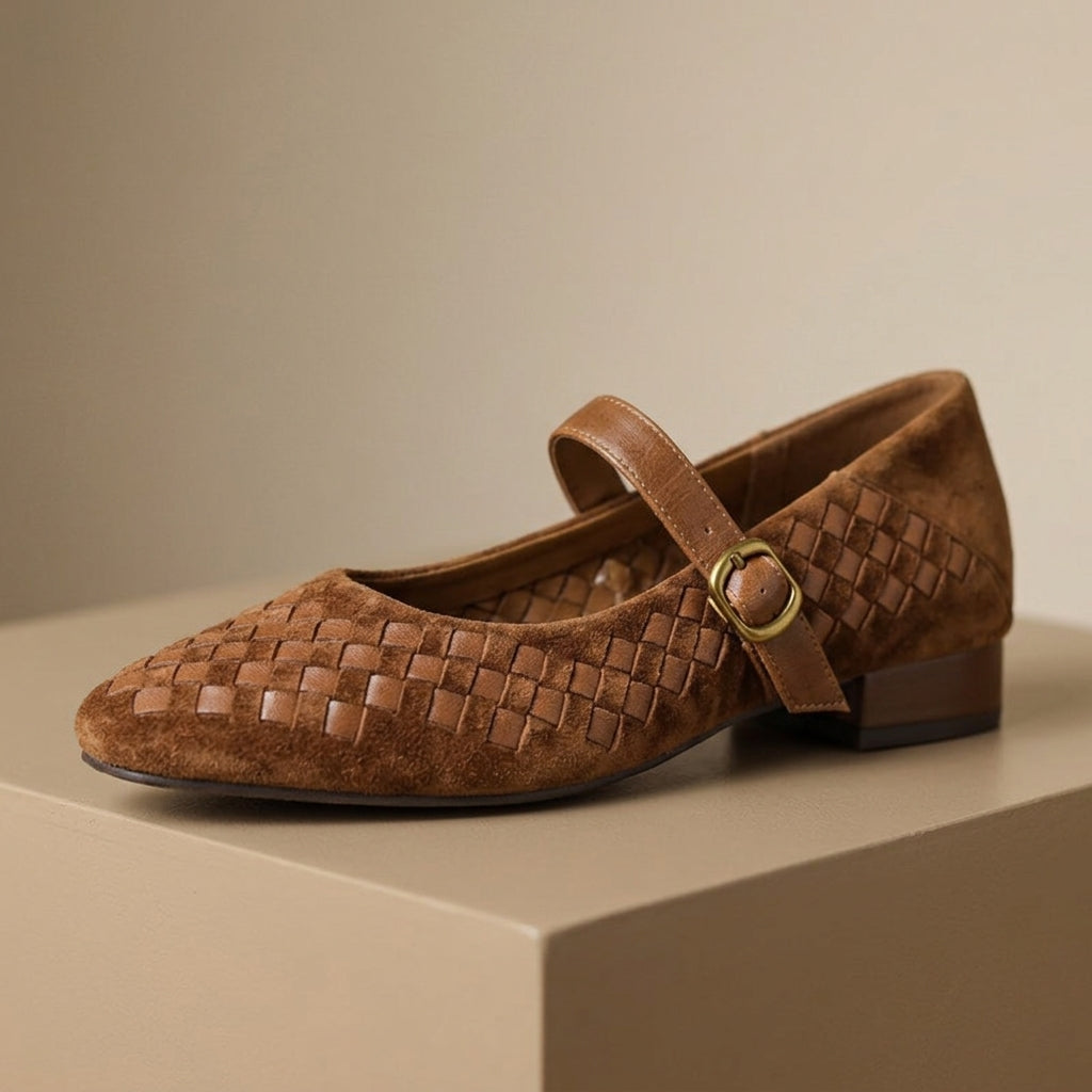 Evelyn Woven Leather Mary Janes