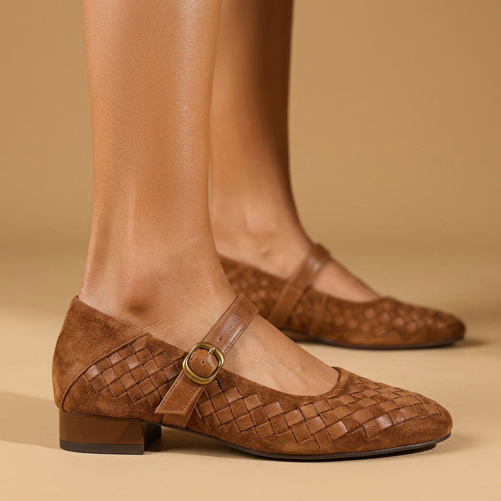 Evelyn Woven Leather Mary Janes