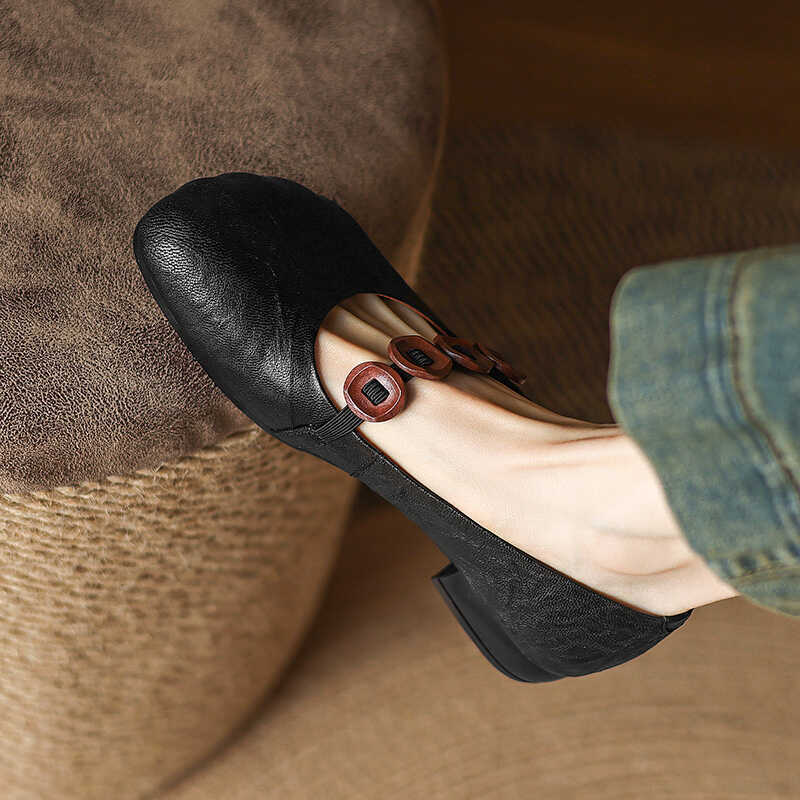 Elara Genuine Leather Flats