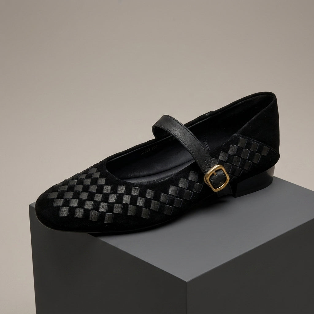 Evelyn Woven Leather Mary Janes