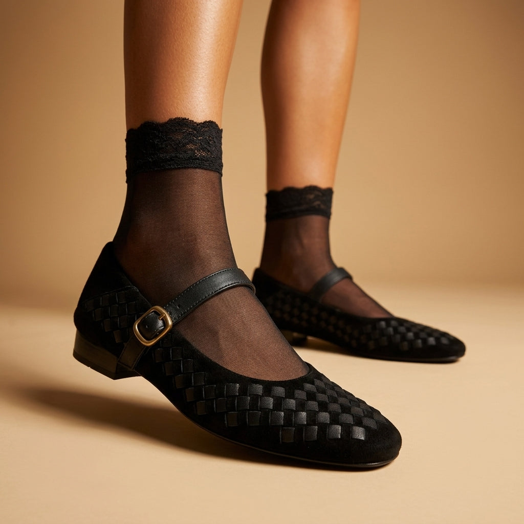 Evelyn Woven Leather Mary Janes