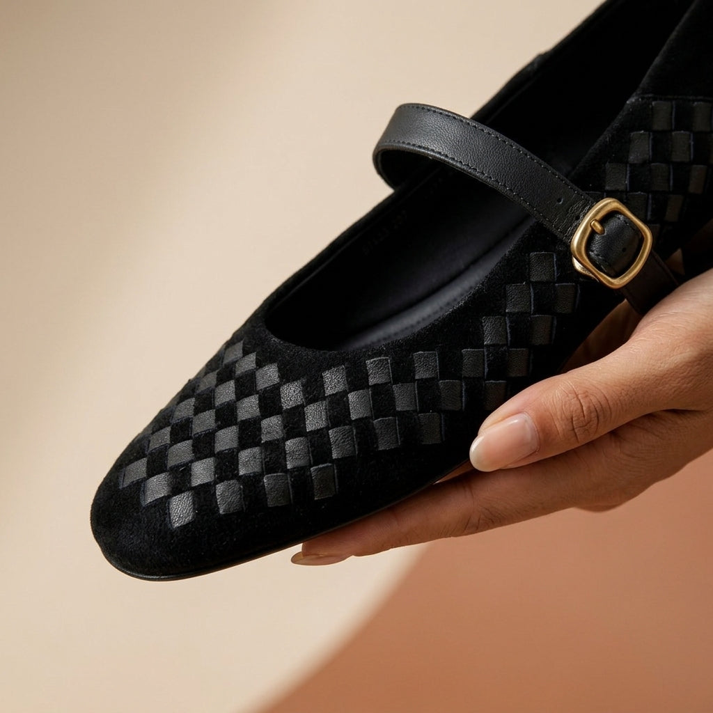 Evelyn Woven Leather Mary Janes