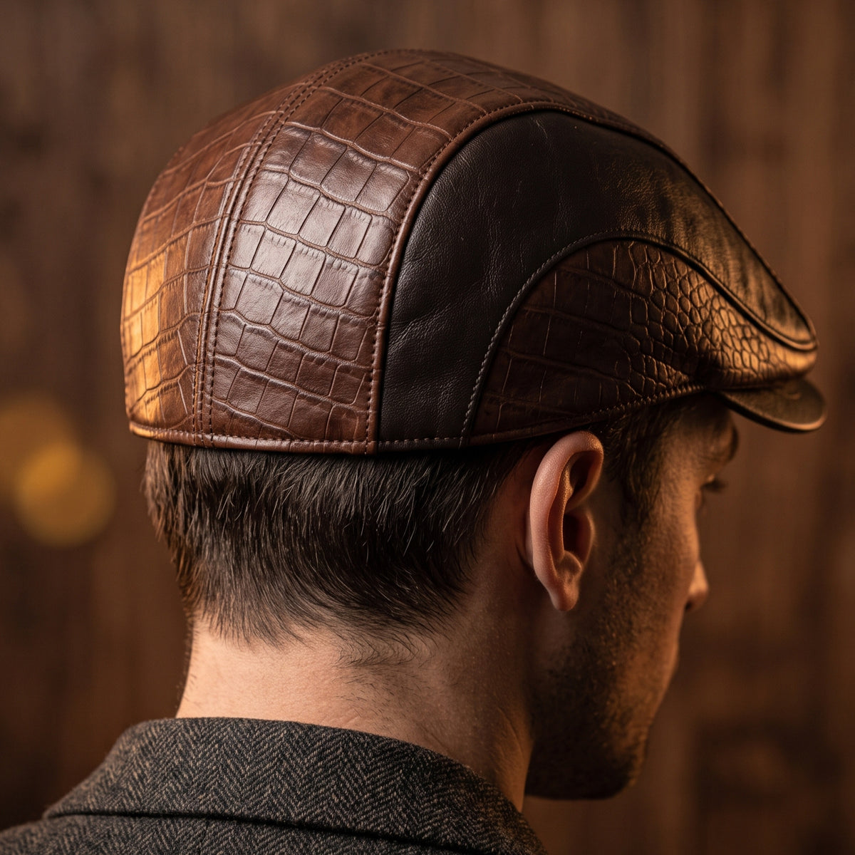 Bryan Croc-Embossed Leather Cap