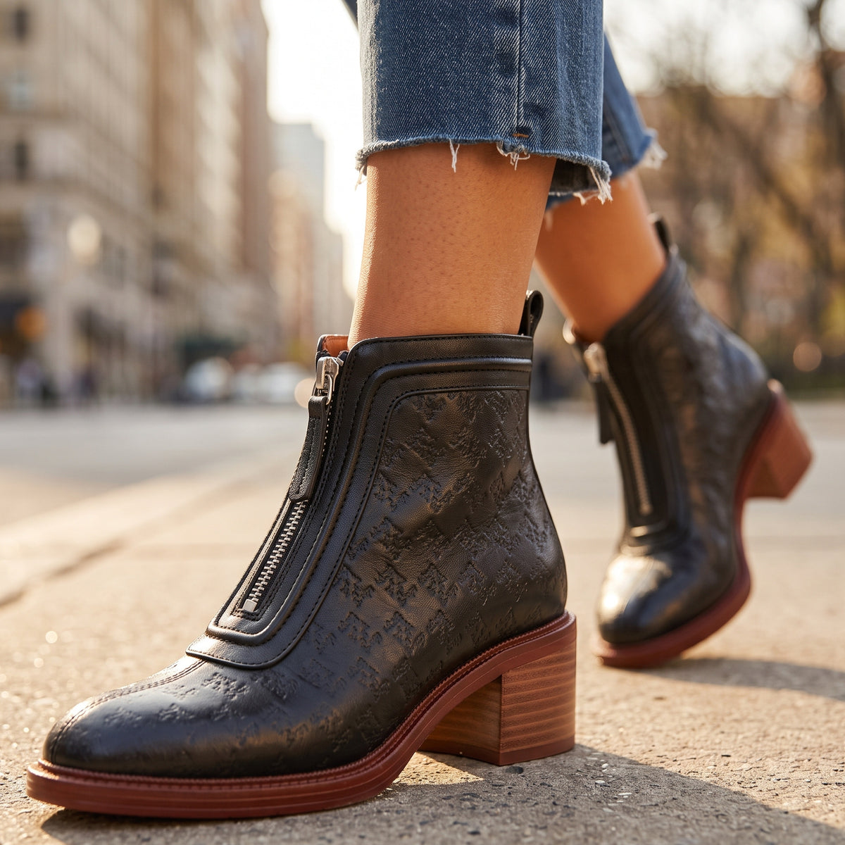 Adeline Woven Leather Boots