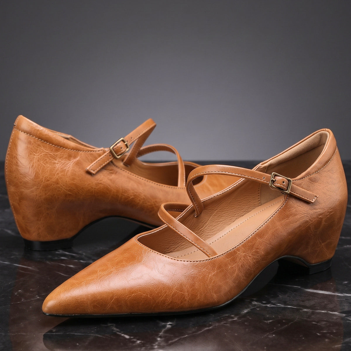 Clara Vintage Leather Heels